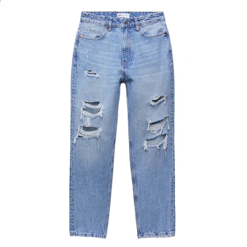 Zara Ripped Mom Fit Jeans